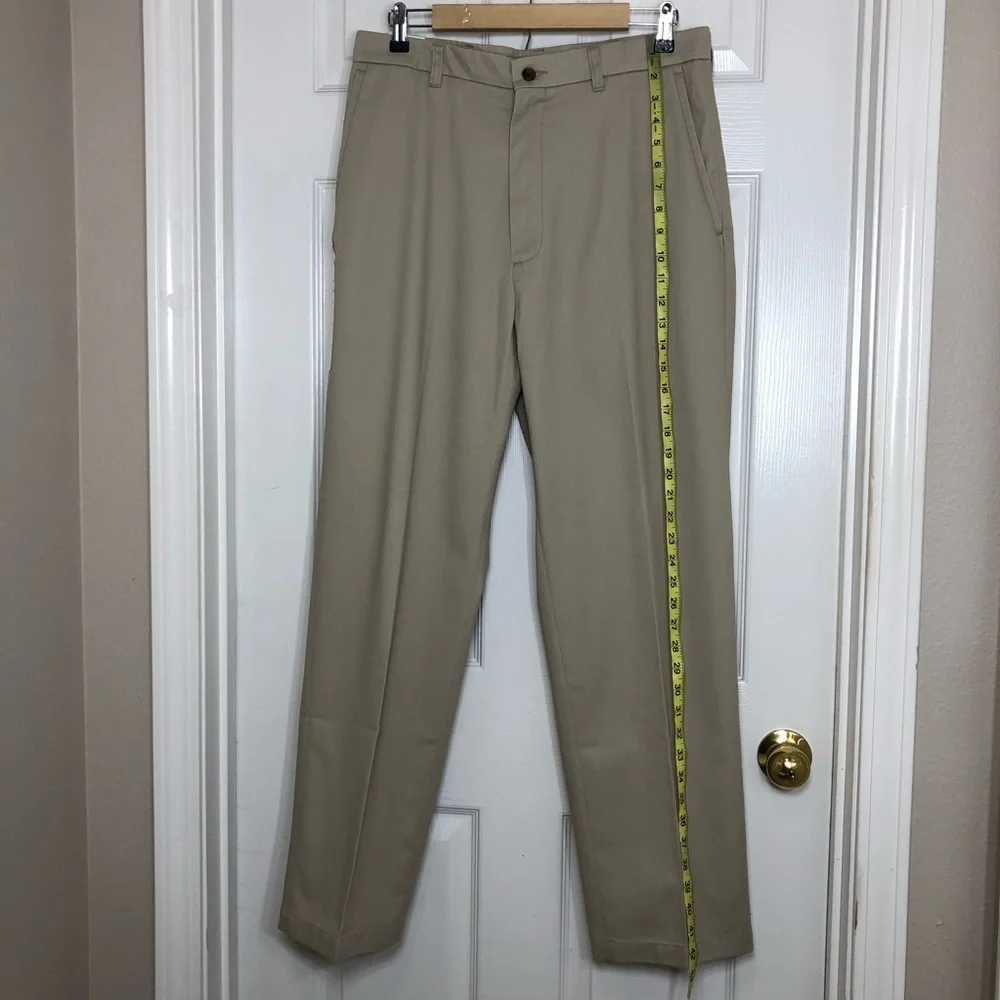 Haggar Cotton Blend Khaki No Iron Flat Front Permanent Crease‎ Pants 34 X 31